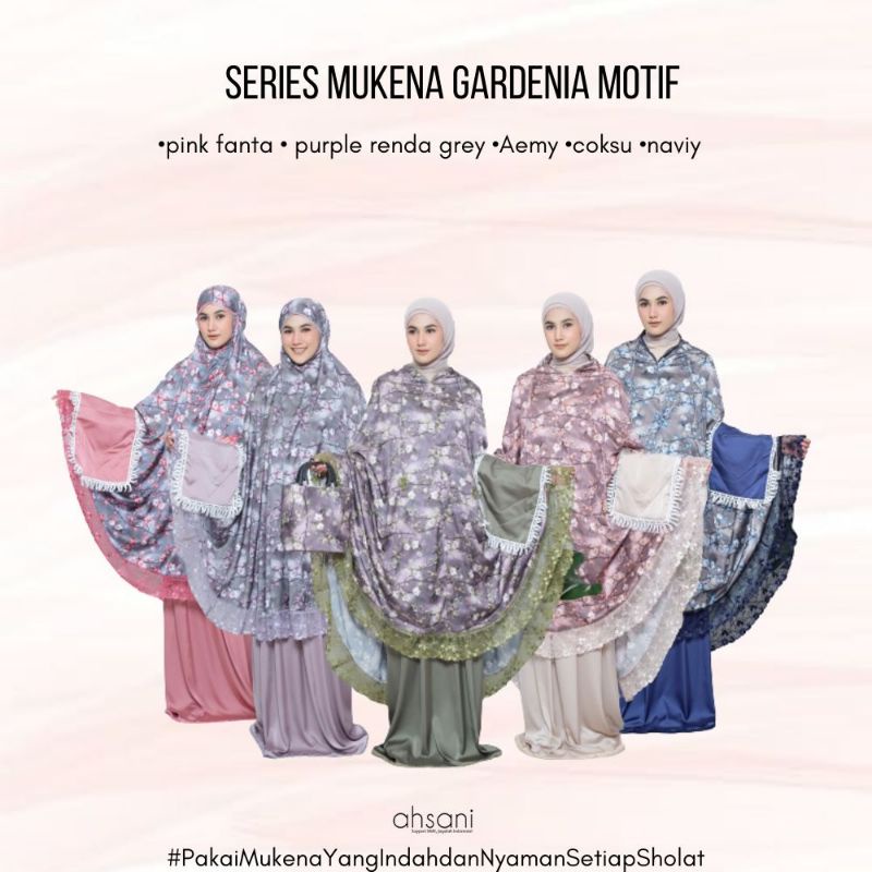 MUKENA TERBARU AHSANI GARDENIA MOTIF 2IN1 MUKENAH LEMBUT NYAMAN