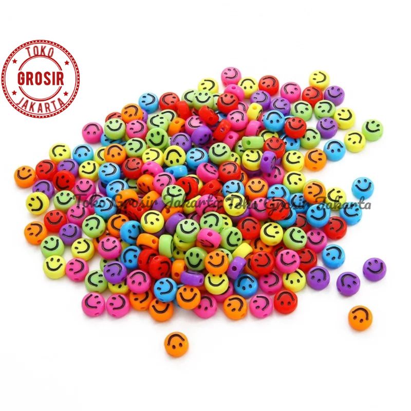 35 Pcs Manik Smile Mote Smile 10mm Mute Emoticon Smiley Bahan Meronce