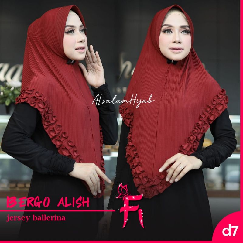 BERGO ALISH PLISKET DOUBLE GOTIK ORIGINAL FI HIJAB