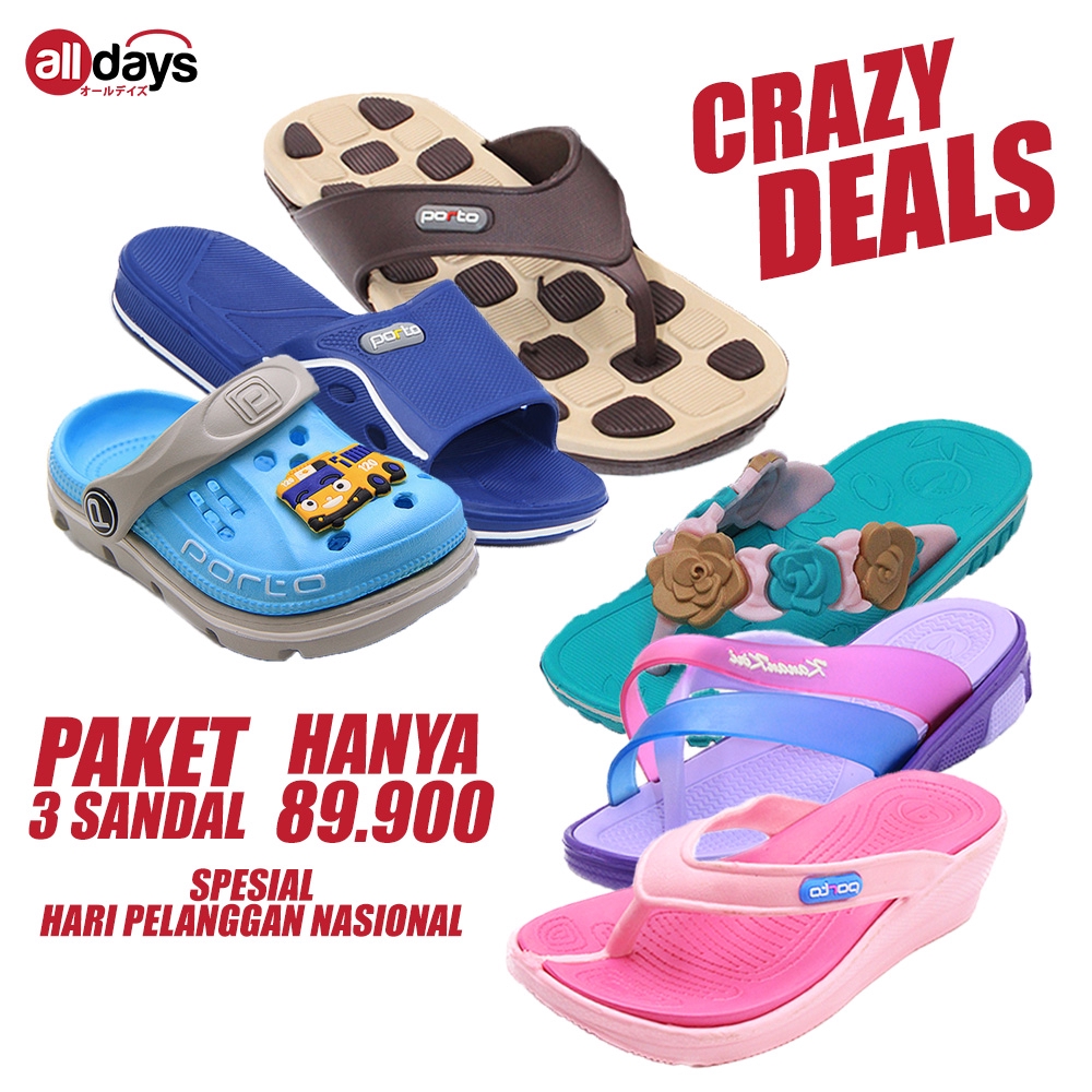 CRAZY DEALS - 3 Sandal Spesial Hari Pelanggan Nasional