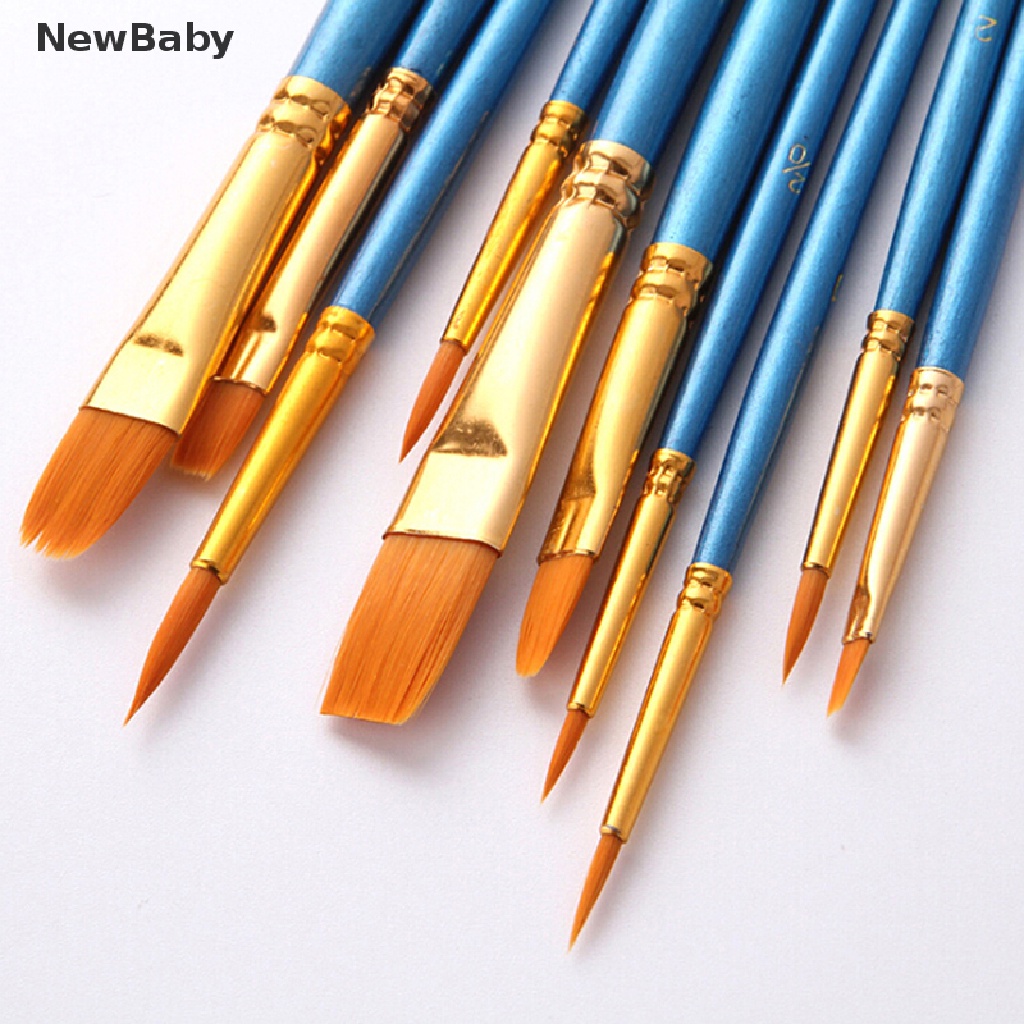 Newbaby 10Pcs Kuas Cat Air Bahan Nilon Untuk Melukis