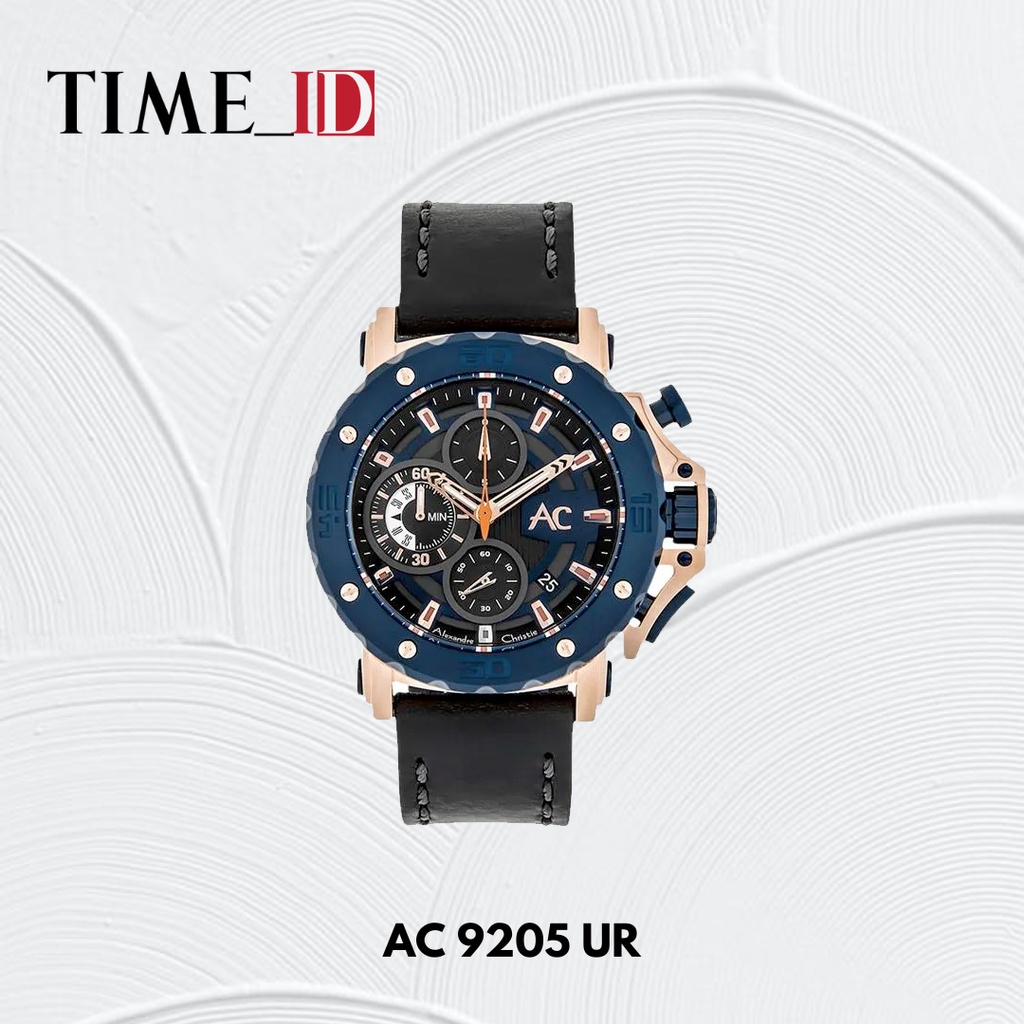 Jam Tangan Alexandre Christie AC 9205 MCR BLUE ROSEGOLD LEATHER