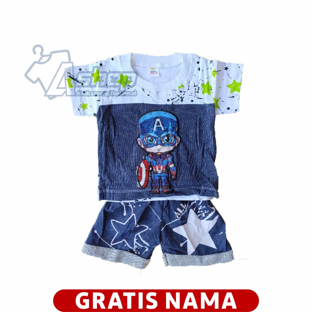 Baju Bayi Setelan Kapten Amerika LED 0-18 Bulan