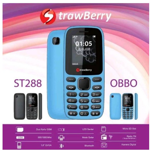 hp strawberry ST288 OBBO murah dengan kamera dualsim terjangkau