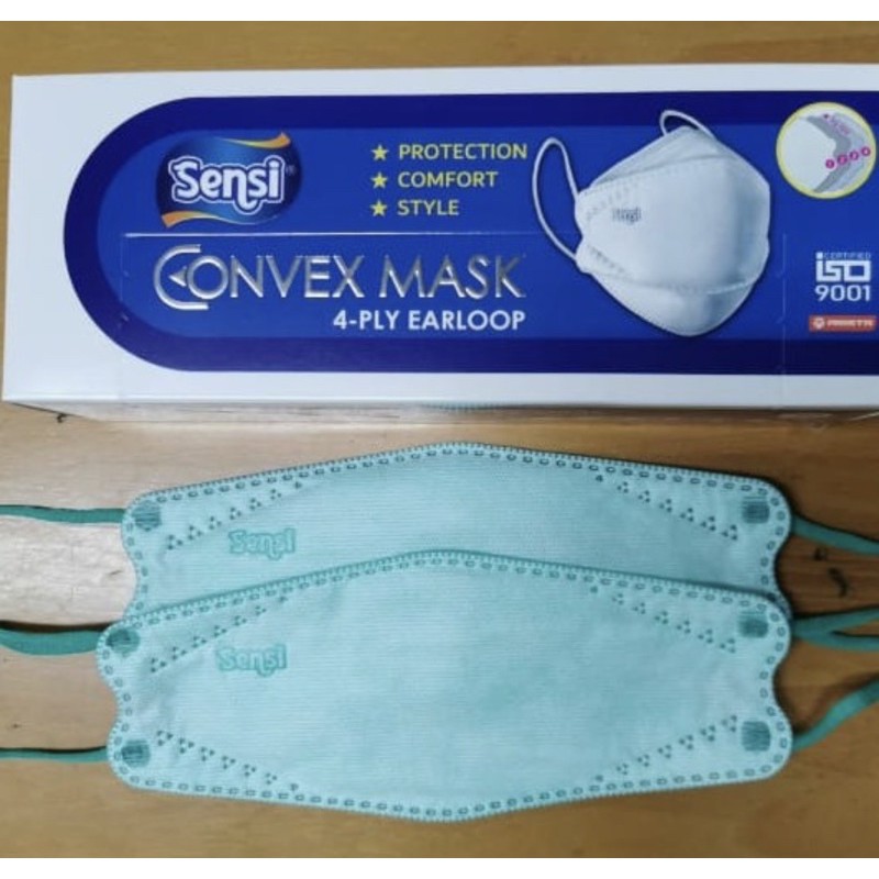 Masker Sensi Convex 4 ply Hijau [1 Box = 20 pcs]