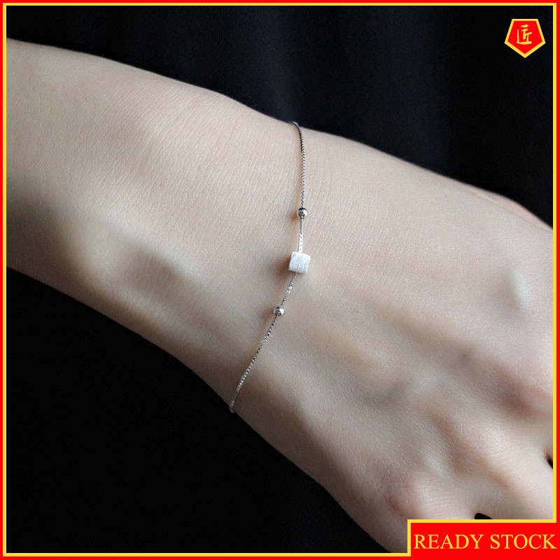 [Ready Stock]Simple Cute Small Square S925 Sliver Beads Bracelet