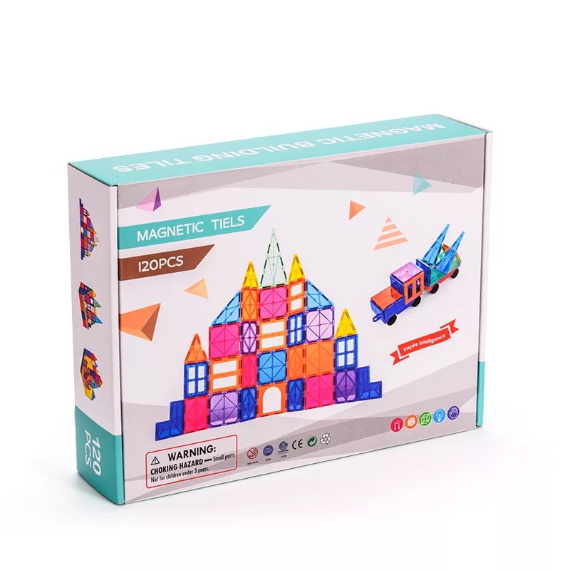 Magnetic Tiles 120 Set 3D Building Block Mainan Magnet Puzzle Magnet Mainan Montessori Anak Magnetic Puzzle Sensory Toys