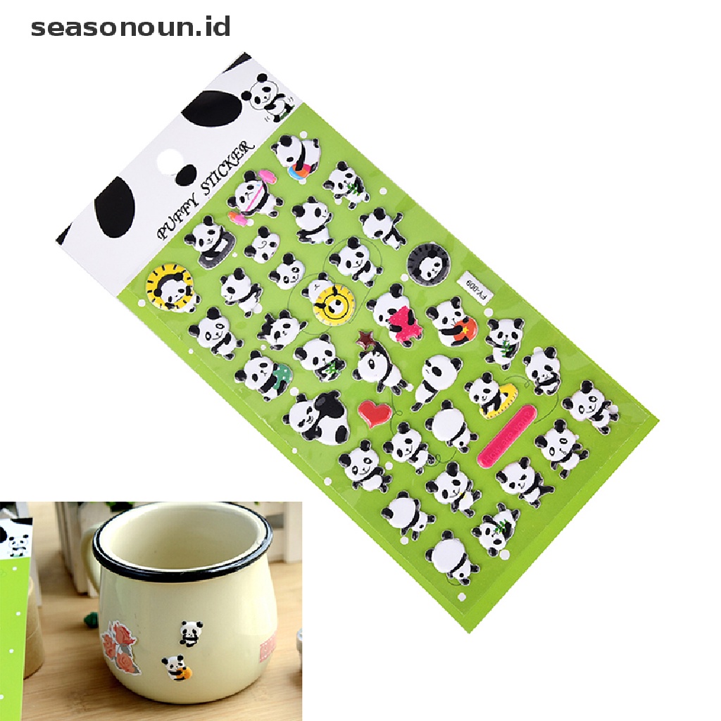 Stiker Bubble Desain Panda 3D Untuk Dekorasi Album Diary Scrapbook Memo Pad