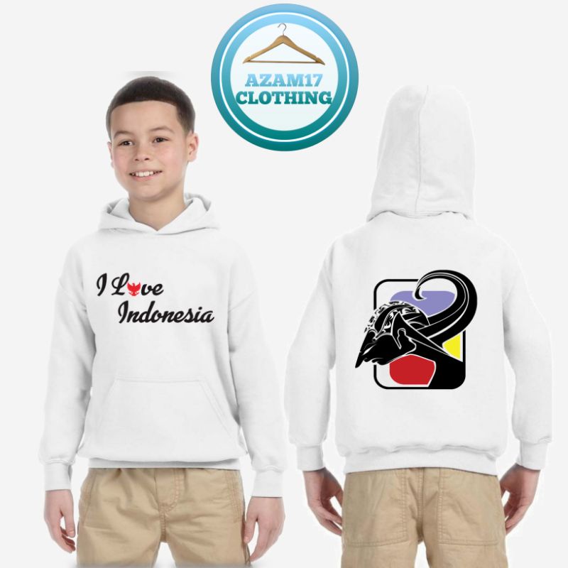 HOODIE JAKET SWEATER ANAK I LOVE INDONESIA WAYANG BUDAYA INDONESIA ~AZAM17 CLOTHING