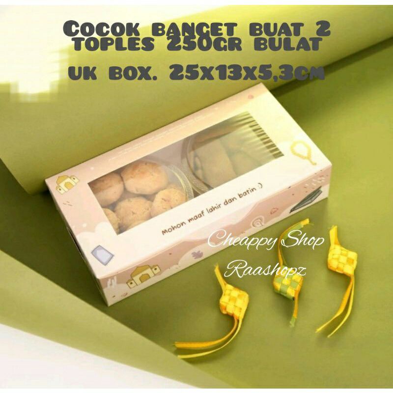 

kotak kue box lebaran 2 toples 25x13 soft pink 250gr kue kering cookies dus kardus parcel