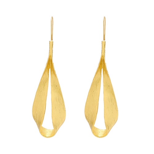 LRC Anting Gantung Fashion Golden Curly Alloy Cutout Geometric Earrings K01308