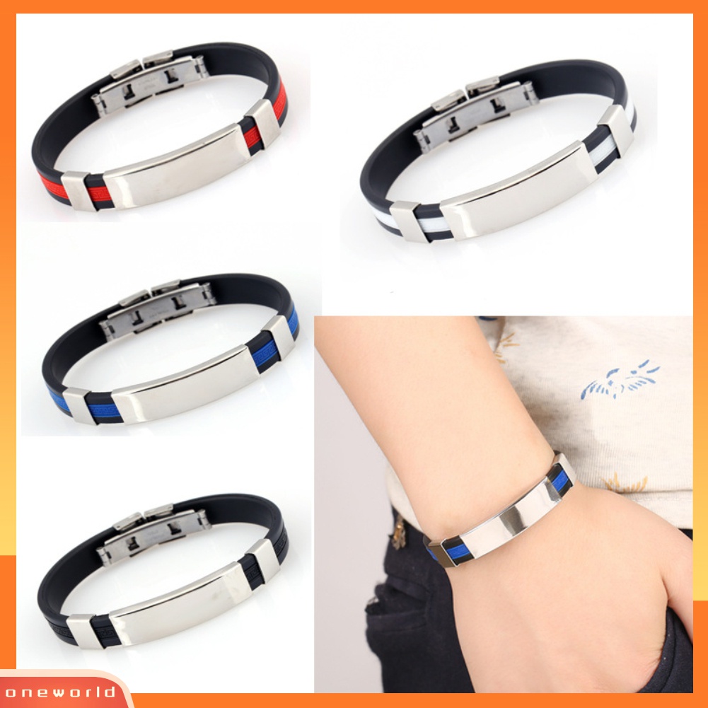 Gelang Bangle Bahan Silikon Adjustable Untuk Pria