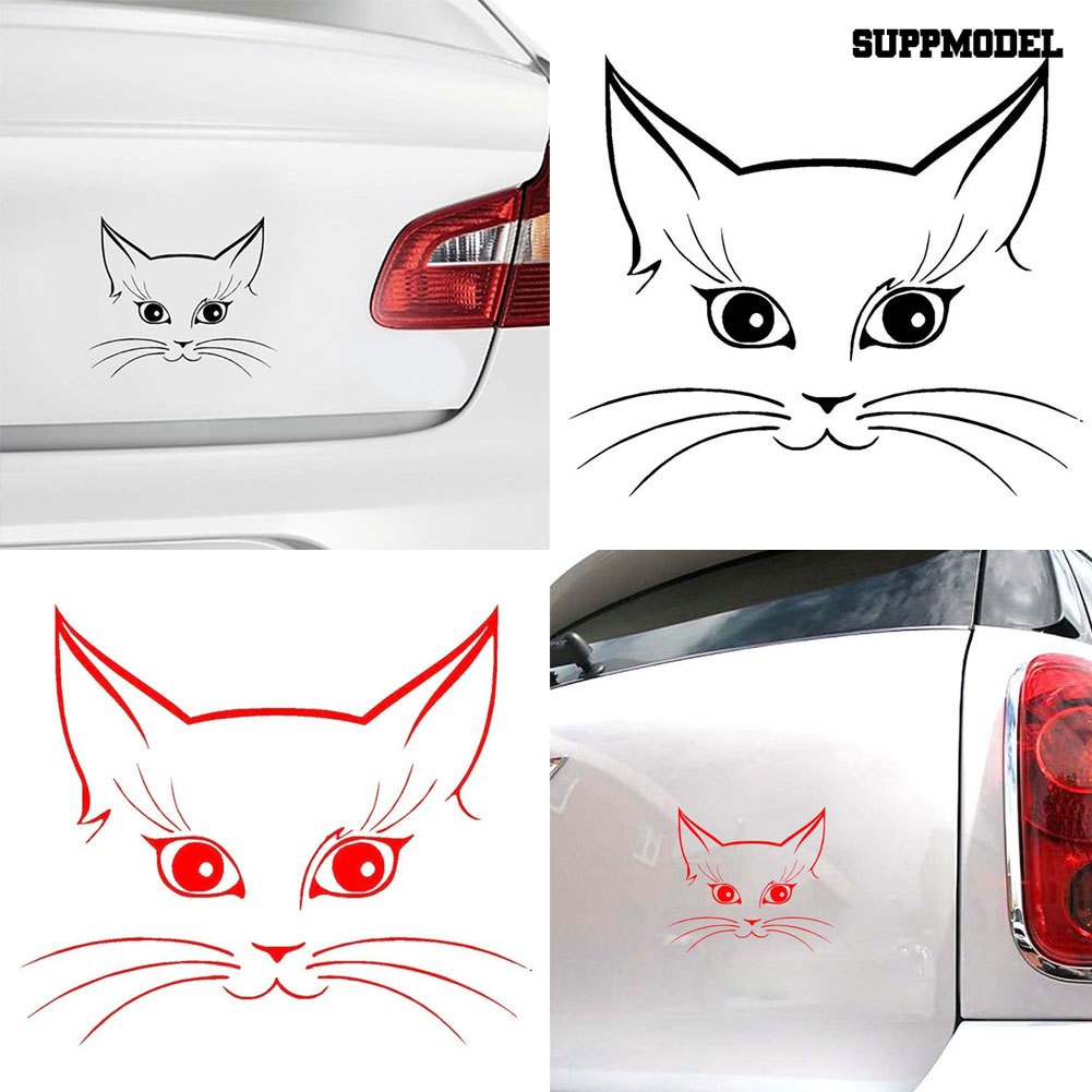 Supmodel Stiker Reflektif Motif Kepala Kucing Lucu Untuk Dekorasi Body / Jendela Mobil