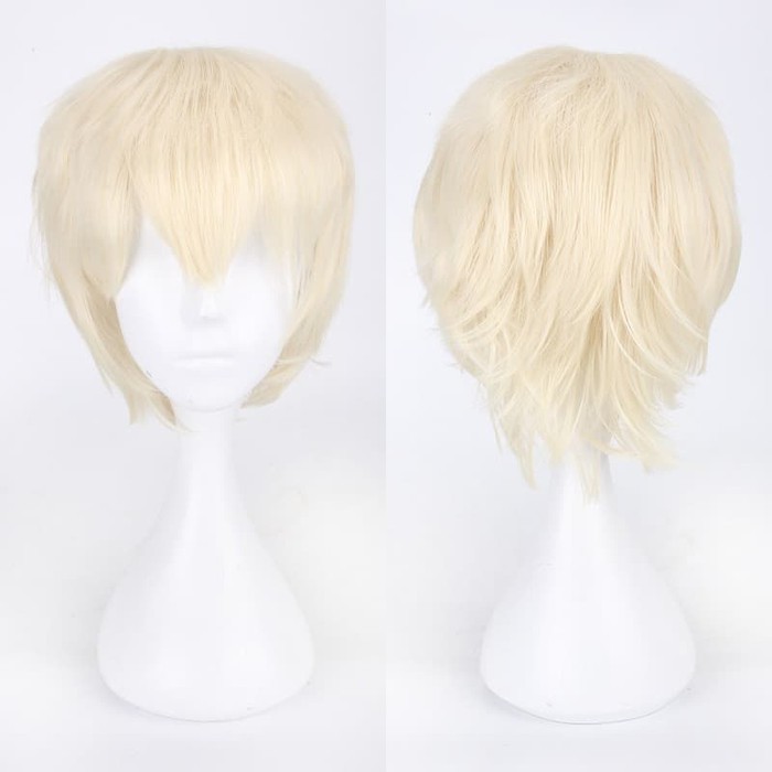 K049-18 broken white putih wig base cowok pendek cosplay rambut palsu