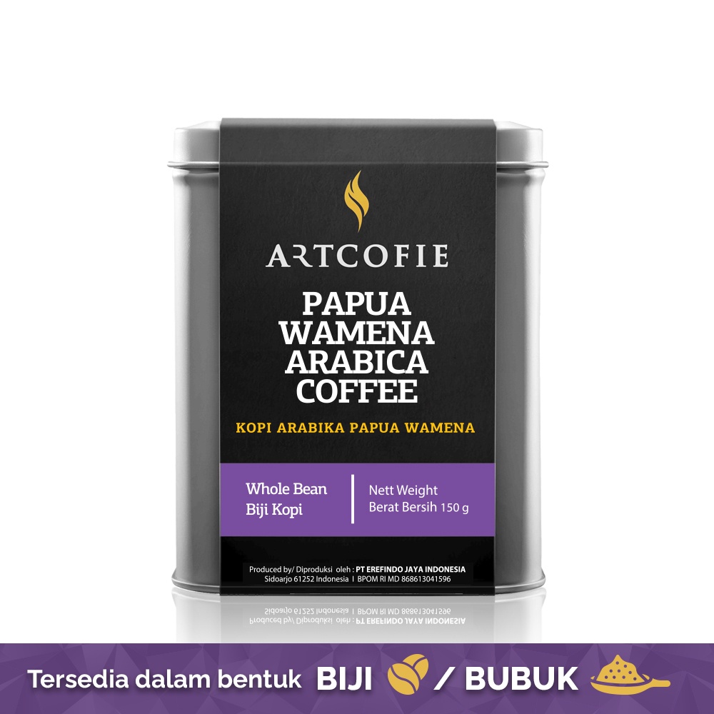 

Artcofie Kopi Papua Wamena Arabica Tin Box Biji / Bubuk 150gr (Bubuk/Biji)
