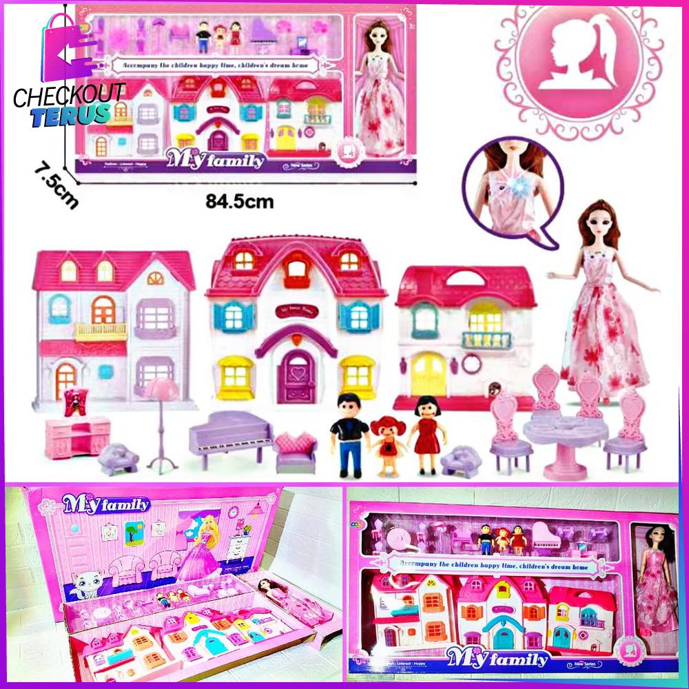 CT M122 Mainan Rumah Rumahan Anak Perempuan Boneka Lengkap dengan Perabot Rumah Mainan Anak Pretendplay BONEKA Ukuran JUMBO