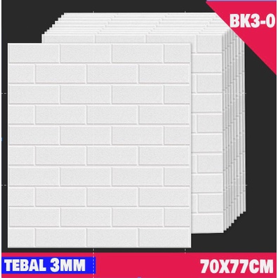 PALING MURAH ! Wallpaper Dinding FOAM Timbul 3D Bata Putih CLASSIC BRICK 70 x 77 cm | Tebal 3mm-BK3-0 BATA PUTIH 3MM
