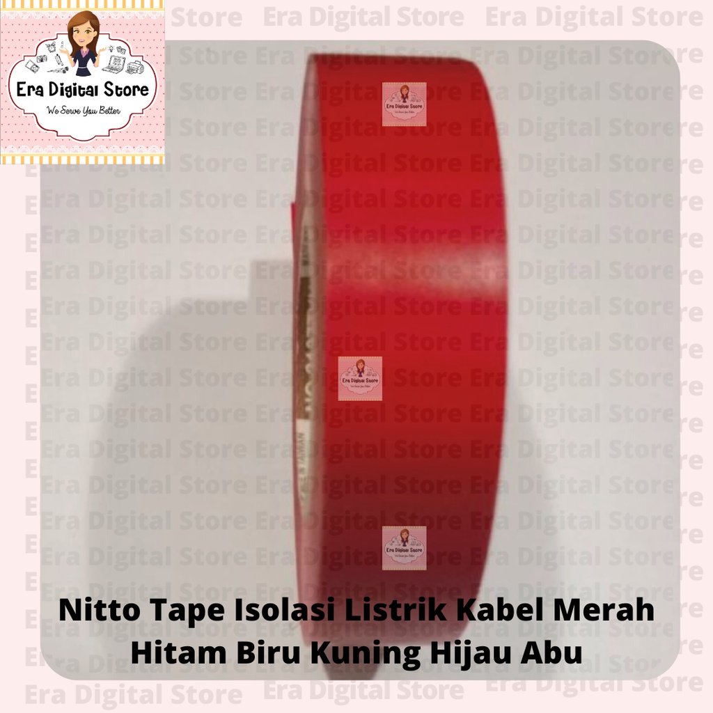 Nitto Tape Isolasi Lakban Listrik Kabel Merah Hitam Biru Kuning Hijau Abu