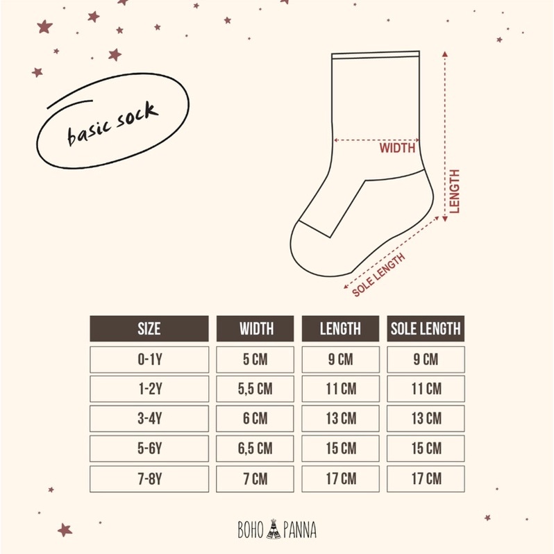 Bohopanna Basic Sock 0-8th / Kaos Kaki Bayi Anak Bohobaby