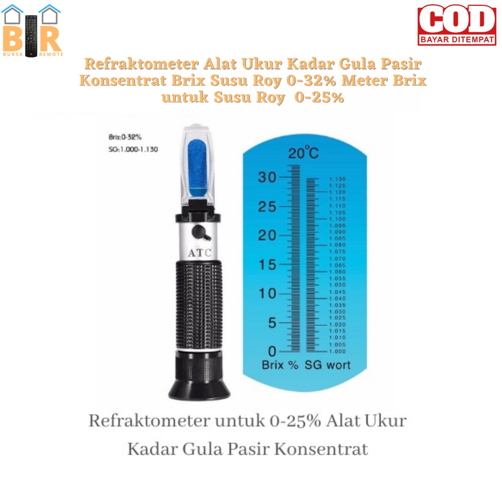 Refraktometer Alat Ukur Kadar Gula Pasir Konsentrat Brix Susu Roy 0-32% Meter Brix untuk Susu Roy  0-25%