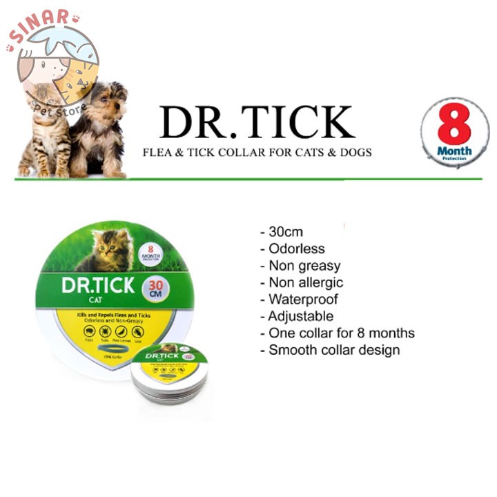 Kalung Kutu Kucing Dr Tick 30cm tahan 8 Bulan AMPUH Premium