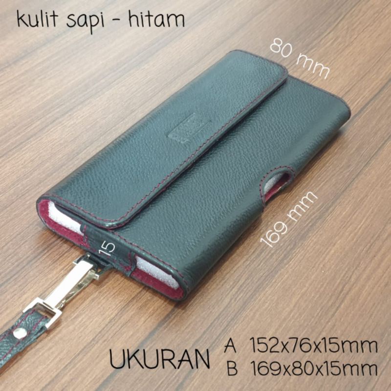 Dompet hp kulit asli samsung iphone oppo vivo xiaomi