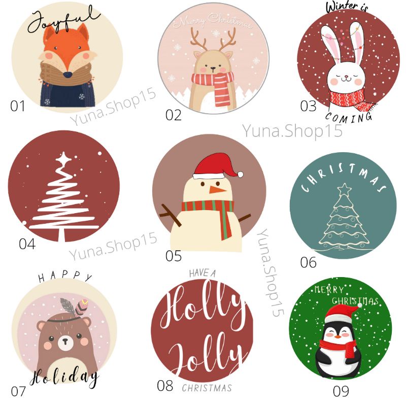

Sticker Natal Bulat Stiker Natal Stiker packaging Stiker ucapan natal