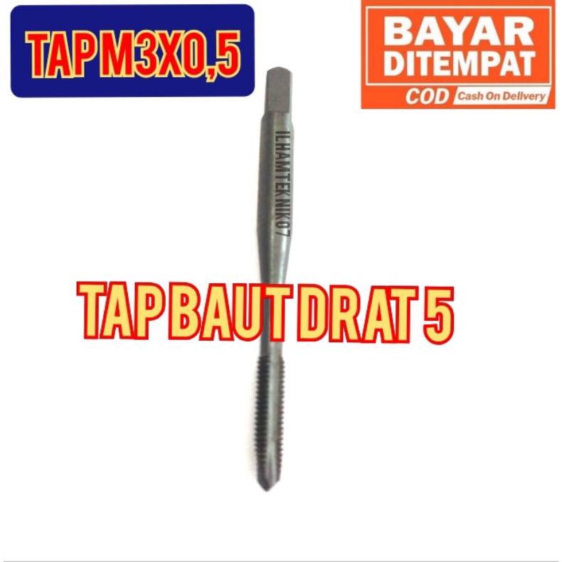 hand tap tap M3x0,5 tap standart pembuat drat baut  kepala  kunci 5