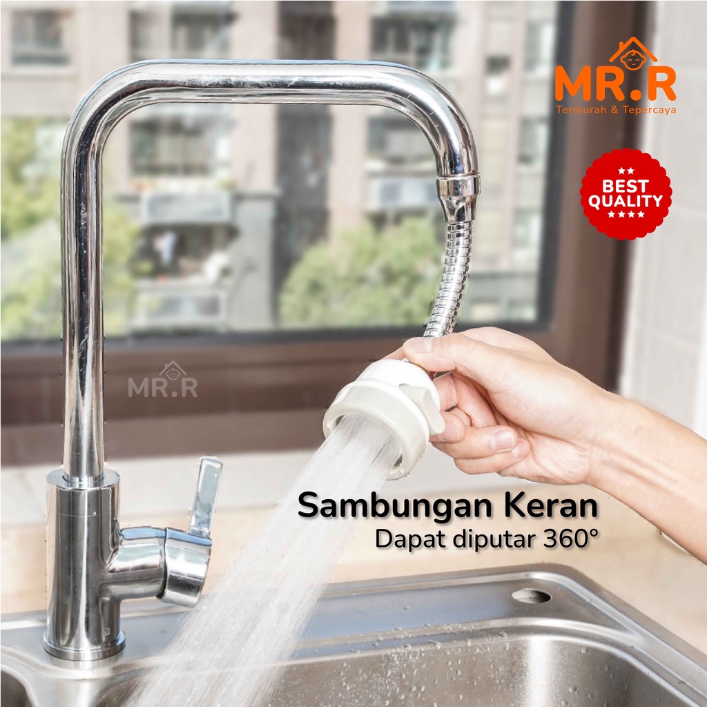 Sambungan Kran Air Fleksibel 360 Rotary Turbo Faucet Penyambung Keran Air Cuci Piring Wastafel