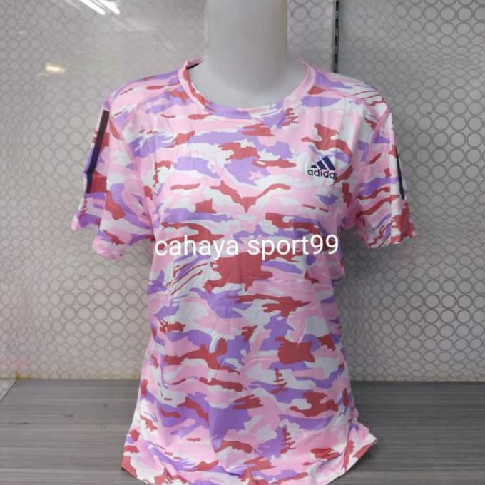 ~ SUPPLIER KAOS OLAHRAGA WANITA MURAH~ BAJU KAOS OLAHRAGA WANITA ADIDAS - PINK LORENG STOK TERBATAS
