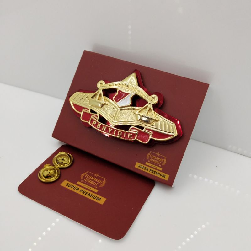 PIN PENYIDIK PEMBANTU AKRILIK MERAH GOLD PLATED SUPER PREMIUM