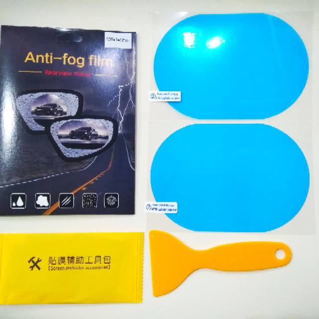 Mobil Anti Kabut Air Film Anti Fog Tahan Hujan Kaca Spion Bentuk Oval Biru