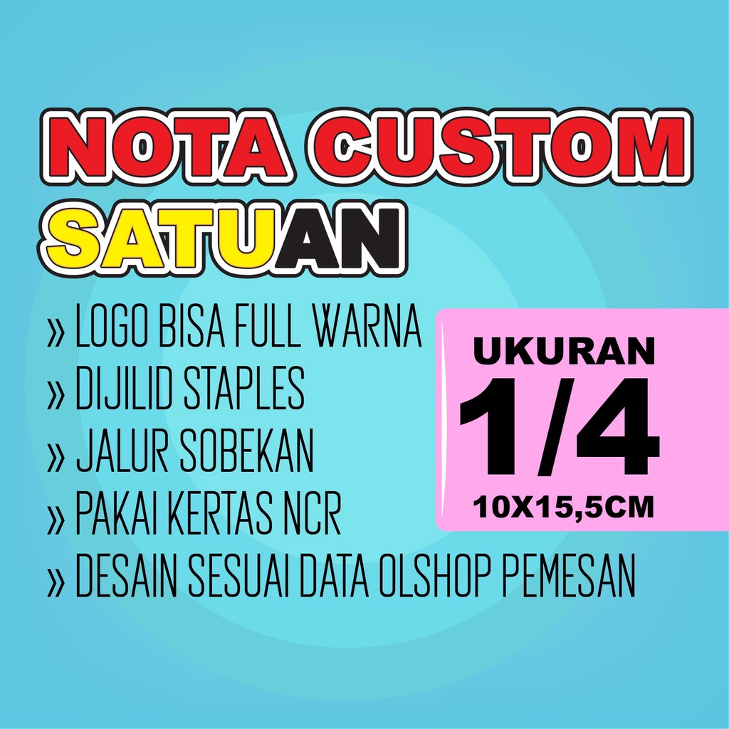 Jual Nota Custom Data 15 5 X 10cm 1 4 Folio Bisa Dipasang Logo Toko Tanpa Batasan Jumlah Warna Pesan Satu Buku Bisa Nota Tidak Hanya Sebagai Data Transaksi