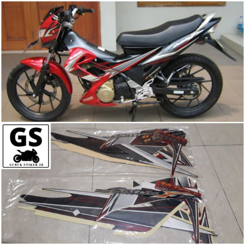 STRIPING STIKER LIS BODY MOTOR SUZUKI SATRIA FU TAHUN 2008-2009 MERAH HITAM
