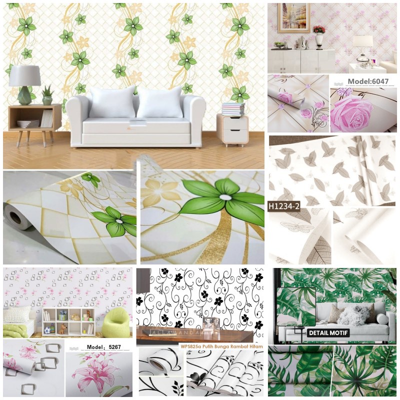 Wallsticker (Wallpaper Stiker) Motif Bunga/Daun KCT _murah