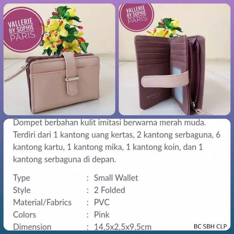 Dompet Vallerie Sophie Paris Dompet Mini Dompet Kartu Dompet Koin Dompet Kecil Dompet kulit