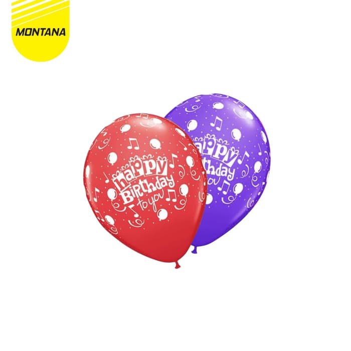 

MONTANA Balon Latex Motif Happy Birthday/Balon Ulang Tahun /Isi 5Pcs RETAIL