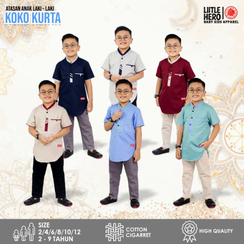 Kemeja koko kurta anak laki-laki Little Hero1- 9Tahun