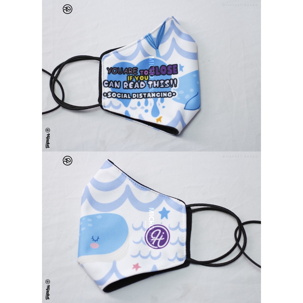 Hijacket Masker Kain Anak Perempuan Laki-Laki Headloop Tali Karet Elastis Hijaket Mask Motif 02-SOCIAL DISTANCING 01