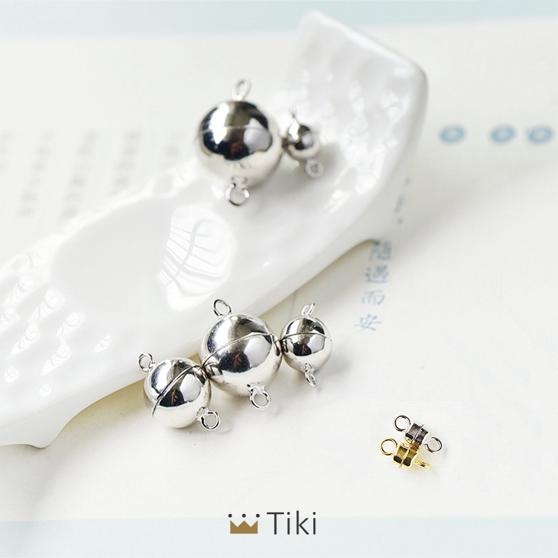 10pcs Magnetic Lobster Clasps Buckle Hook Round Ball Gesper Gelang Magnet DIY Jewelry Making Digunakan Untuk Gelang Couple - PD