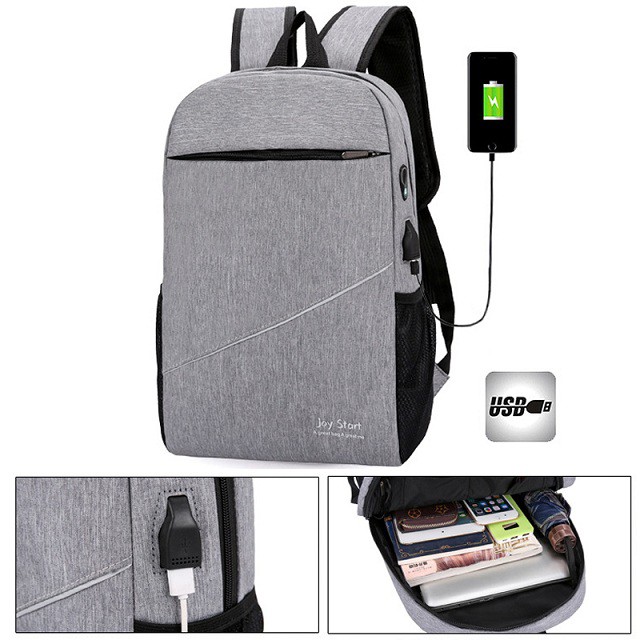 Uphike - Tas Ransel Buy 1 Get 2 Backpack Kasual Sekolah Anti Air + USB Charger TR802