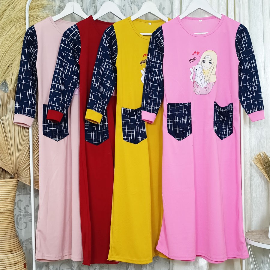 DRESS ANAK MIAO KOMBINASI ADA KANTONG 4-12tahun GL FASHION