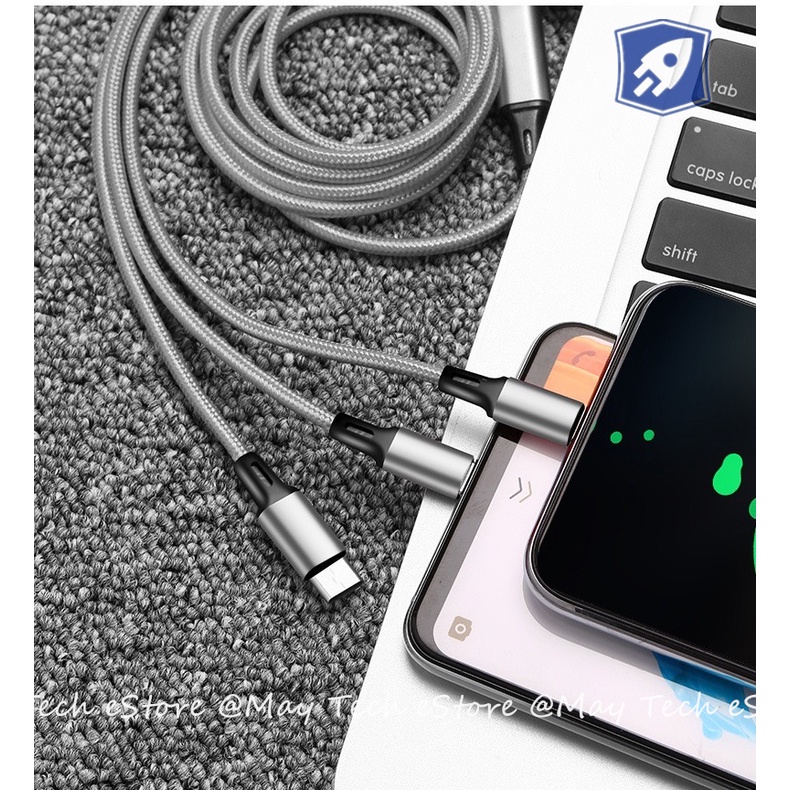 Kabel 3 in 1 Untuk iPhone / Android Fast Charger iOS + Micro USB + Type C