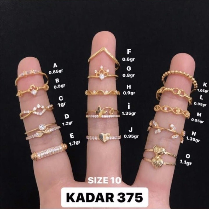 Cincin Emas Asli -S10 - Cincin Emas Kadar 375 - Toko Emas - Toko Mas asli - Perhiasan Cincin Emas