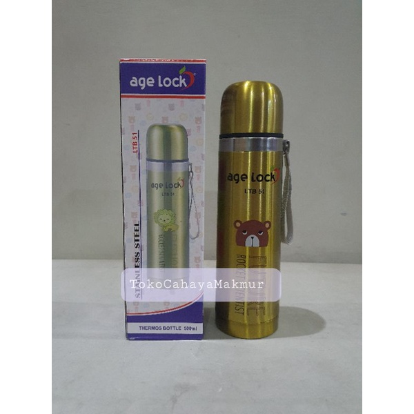 Age Lock Botol Air Minum / Termos Air 500ml LTB 51 - Clear Stainless