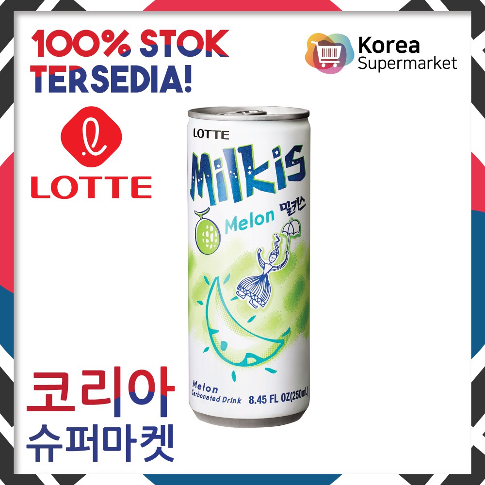 

Lotte Milkis Melon 250ml/Soda Susu Rasa Melon Asli Korea