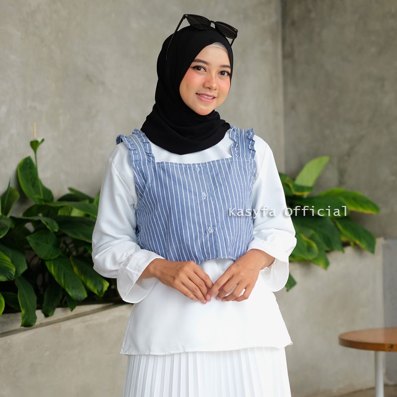 STRIPY BLOUSE SET ROMPI SALUR BEST SELLER