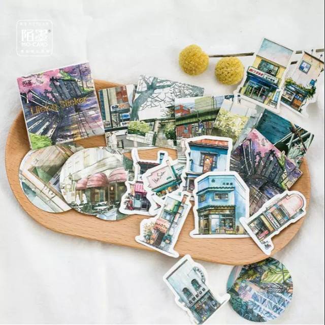 

Sticker pemandangan bangunan untuk bujo diary deco scrapbook