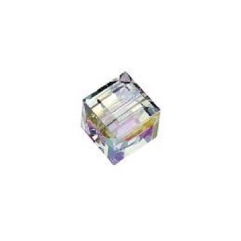 CRYSTAL SWAROVSKI ORIGINAL BEAD 5601 CUBE CRYSTAL AURORE BOREALE 4 & 6 mm