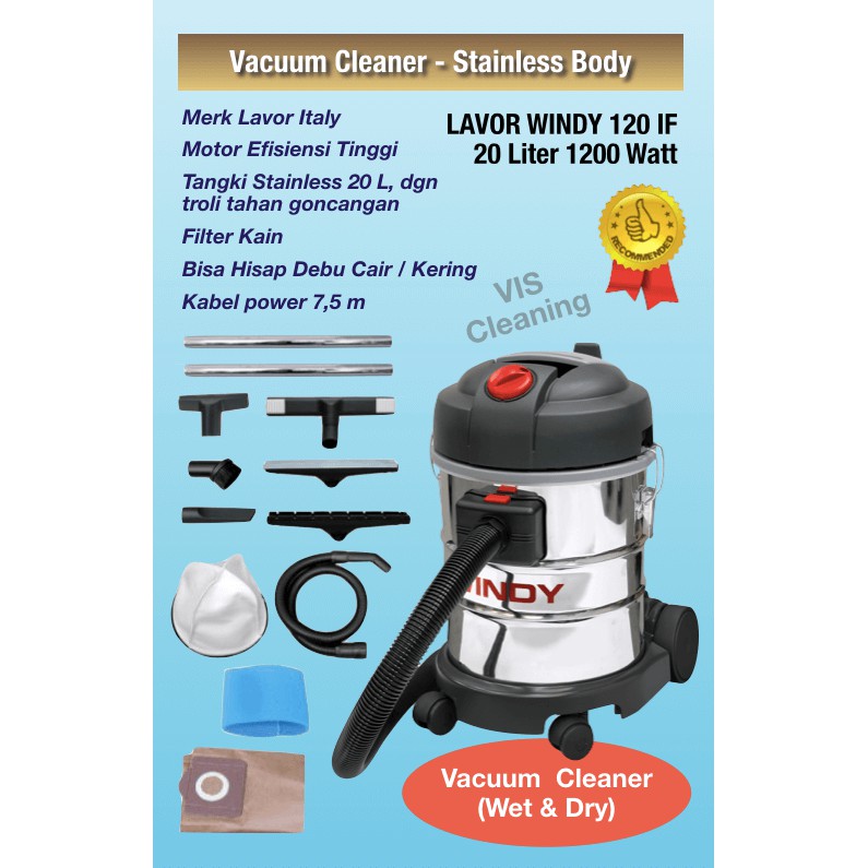 Vacuum Cleaner WET and DRY 20 Liter Lavor Windy 120 IF